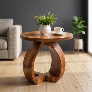 Mesa Auxiliar Redonda de Madera Moderna y Multifuncional, Mesa de Noche, Mesa de Salón, Mueble para el Hogar - Product Image 2