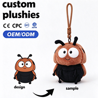 Porte-clés en peluche personnalisés OEM ODM, série insectes aux grands yeux (Moustique, Coccinelle, Libellule, Luciole), pendentifs souples pour sac, conception personnalisée disponible
