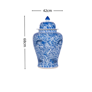 Pot de rangement général en céramique chinoise peint à la main bleu et blanc avec couvercle, <span class=keywords><strong>d</strong></span>écoration élégante - Product Image 5