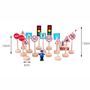 HOYE CRAFT – blocs <span class=keywords><strong>de</strong></span> construction <span class=keywords><strong>de</strong></span> panneaux <span class=keywords><strong>de</strong></span> circulation en bois, jouets éducatifs pour enfants, 15 pièces - Product Image 5