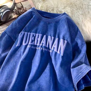 Camisetas de Hombre de Algodón Grueso de Alta Calidad, Estilo Urbano, con Estampado Gráfico, Tallas Grandes, Logotipo Personalizado, Lavado Ácido, Estilo Vintage - Product Image 3