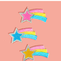 Nouveau fer sur/auto autocollant broderie macaron couleur mignon étoile filante Patch pour enfant vêtements sac décoration