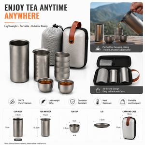 Ensemble de thé de voyage en titane de 350 ml avec infuseur, tasses empilables, kit de thé portable pour le camping, la randonnée en plein air et la préparation du café - Product Image 5