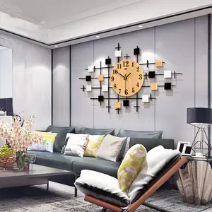Relógio de parede moderno, relógio de parede grande de madeira moderno de quartzo abstrato silencioso decorativo