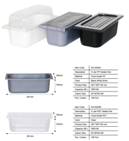 Conteneur à crème glacée en PP de 5 L avec couvercle en dôme, qualité alimentaire, bac à gelato, logo personnalisé, résistant au congélateur (-25°C), recyclable, rectangulaire, vente en gros