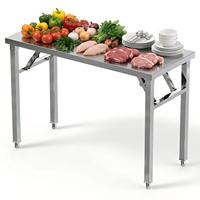 Table de travail industrielle pliable en acier inoxydable 201 304 à pieds carrés robustes pour la préparation en cuisine commerciale