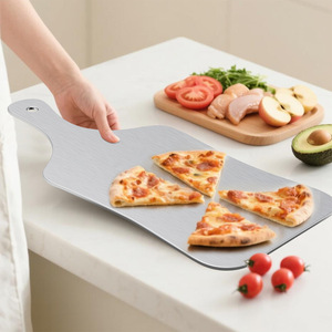 กระทะพิซซ่าสแตนเลสพร้อมด้ามจับ แผ่นอบเคลือบกันติด สำหรับใช้ในบ้าน ใช้กับเตาอบได้ ทนทาน หนา แข็งแรง - Product Image 1