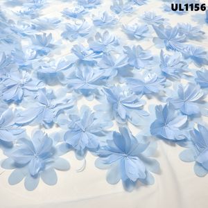 Tela de Encaje de Tul Bordada con Plumas Florales en 3D, Color Azul Cielo, Cosida a Mano, para Vestido de Noche Elegante, Estilo Sirena, Ecológico - Product Image 2