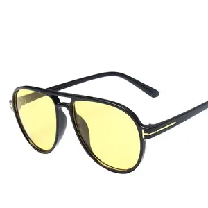 PC durable material Double Beam Large Frame aviation Sunglasses Vintage round Frame T Shape Men's Pilot sunglasses for men