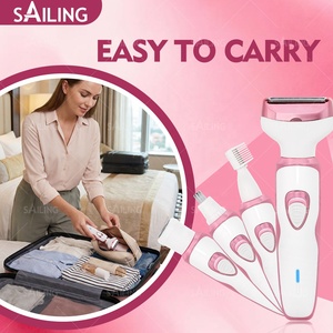Kit de toilettage pour femmes SE8-1001-4 OEM, rasoir électrique, épilateur pour le visage et le corps, tondeuse pour les sourcils, le nez et les oreilles, rechargeable, or rose - Product Image 2
