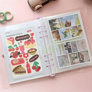 <span class=keywords><strong>Classeur</strong></span> A5 personnalisé couverture <span class=keywords><strong>souple</strong></span> transparente livre de stockage d'autocollants grande taille organisateur d'album autocollant album photo 4 poches - Product Image 4