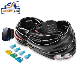 12AWG LED Light Bar Wiring Harness Kit 2 Lead with 60Amp Relay Free Fuse Rocker Switch for Auto Offroad Car Lamp Accessories