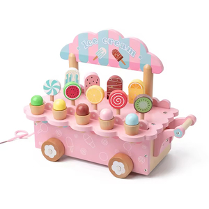 Ensemble de jeu de voiture à glaces en bois pour enfants, jeu de simulation éducatif de magasin de desserts pour les enfants d'âge préscolaire, marque Obo - Product Image 6