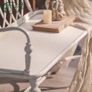 Banco Romántico de Estilo Francés, Retro, de Hierro Fundido, para Jardín, Patio, Silla Doble, Duradera, Blanca, A2880 - Product Image 4