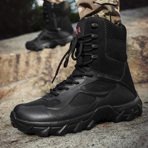 Bottes de randonnée tactiques pour hommes, tige haute en mesh synthétique, semelle extérieure en caoutchouc antidérapante, semelle intermédiaire en EVA, chaussures d'entraînement tout-terrain toutes saisons - Product Image 3