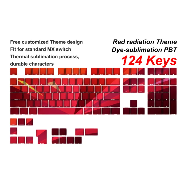 カスタムチェリープロファイルPBT英語日本語赤放射色キーキャップ61 68 82 84 87 98108キーキーボード用