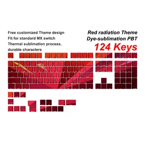 Kustom profil Cherry PBT Inggris Jepang merah radiasi topi kunci warna untuk 61 68 82 84 87 98 108 tombol keyboard