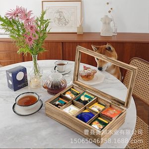 Bamboo Tea <b>Box</b> Rectangle 0.8cm Thickness Handmade Multi Compartment <b>Gift</b> Storage For Tea <b>Coffee</b> Packaging - Product Image 1
