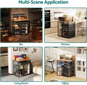 Étagère de rangement autoportante de style industriel pour bureau, mini-réfrigérateur, support pour <span class=keywords><strong>four</strong></span> à <span class=keywords><strong>micro</strong></span>-ondes, étagère de cuisine réglable pour pâtissiers - Product Image 3