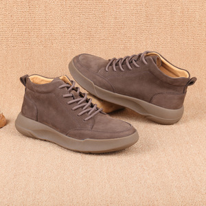 Bottes Martin pour hommes, à bout rond, en cuir véritable, à lacets, semelle extérieure en caoutchouc, confortables, style automne - Product Image 3
