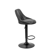 Tabouret de bar rembourré en cuir PU noir, hauteur réglable, pivotant, base en métal noir, mobilier moderne pour la maison et la cuisine