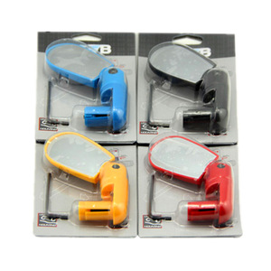 Espejo ajustable para bicicleta Hsj32008, lente ovalada plana, soporte para manillar, para bicicletas de montaña, resina plástica, en blíster. - Product Image 1