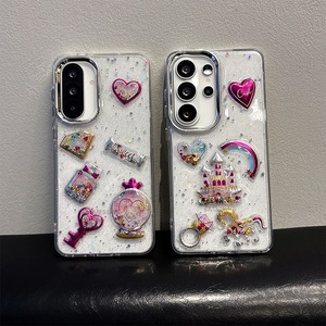 Funda de Teléfono TPU con Diseño de Castillo de Caramelos y Lentejuelas para Samsung S26 Ultra, S25, S24, Transparente con Brillo de Resina - Product Image 3