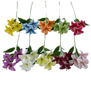 LFH Single Branch 3 Head Lily Simulation Small Home Decoration Flower Art False Simple <strong>Interior</strong> Landscape Arrangement <strong>Sil</strong> - Product Image 3
