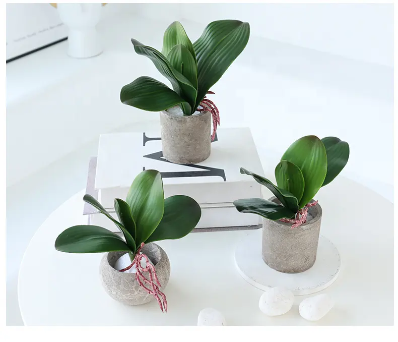 Wholesale Home Office DIY Decoration Real Touch Artificial Orchid Leaves for Orchid Flower Arrangement