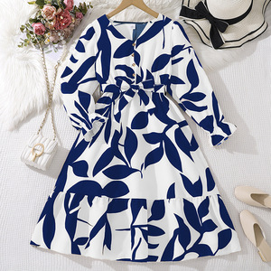 Adolescent Filles Robes 4 Couleurs Nouvelle Grande Fille À Manches Longues Fleur Robe De Soirée - Product Image 3