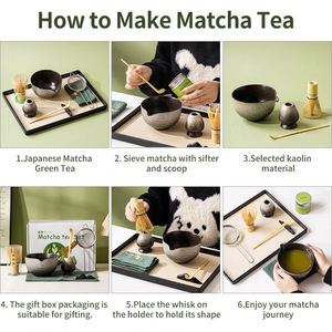 Classic Modern Eco-Friendly Chinese Manufacturer Japanese Ceramic Coffee <b>Tea</b> <b>Matcha</b> Bowl Kit Bamboo Chasen Whisk Factory - Product Image 3