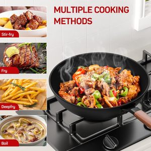 电燃气炒锅用不粘碳钢平底中国炒锅全炉灶感应炒锅 - Product Image 5