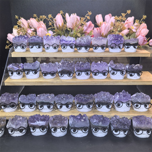 Venta al por mayor de piedra de cristal pulida rectangular de alta calidad para sanación y <span class=keywords><strong>meditación</strong></span>, racimo de amatista, regalo de moda Hamtaro, Kindfull - Product Image 3
