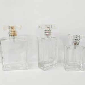 Botellas de perfume cuadradas de vidrio de alta gama, transparentes, blancas y negras, de 30/50/100 ml, tamaño viaje. - Product Image 2