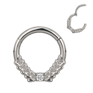 Fábrica de moda con bisagras segmento aro anillo cuerpo ASTM F136 titanio Piercing Prong Set CZ G23 nariz anillo pendiente joyería al por mayor - Product Image 1