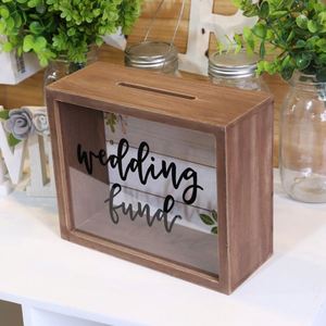 Custom Wooden Wall Decoration Coins Saving adventure fund Wedding Wood Money Box