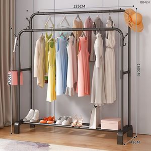 Estante de tela de <span class=keywords><strong>Metal</strong></span> de pie de nuevo diseño para interior/exterior, soporte de abrigo de doble varilla a prueba de herrumbre, tendedero de ropa individual, Fondo de PP - Product Image 3