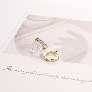 CM Jewelry Ingrosso Set di <span class=keywords><strong>Orecchini</strong></span> da <span class=keywords><strong>Donna</strong></span> in Ottone Placcato <span class=keywords><strong>Oro</strong></span> 14k con Zirconi, Eleganti e di Tendenza, Idea Regalo per Appuntamento - Product Image 4