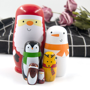 Muñeca anidada rusa seis capas <span class=keywords><strong>Santa</strong></span> <span class=keywords><strong>Claus</strong></span> artesanía de madera decoración del hogar regalo de vacaciones - Product Image 6