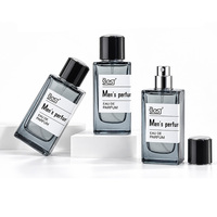 Flacon de parfum carré en verre de 50 ml, couleur personnalisée, avec pulvérisateur à pompe, bouchon en verre noir et boîte pour parfum