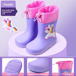 Bottes de pluie pour enfants en caoutchouc imperméable, motifs dinosaures et licornes, jaunes, bleus, roses, violets, vente en gros, personnalisables - Product Image 5