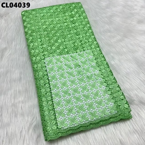 Alta calidad Oem buen precio última tela de encaje de guipur africano Aso Ebi tela elegante y có<span class=keywords><strong>moda</strong></span> Colthe para mujeres nigerianas - Product Image 3