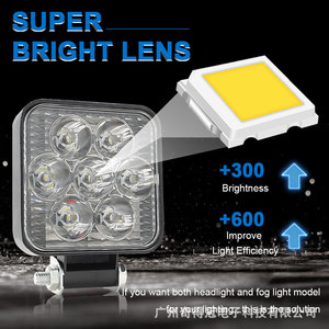 ไฟทำงาน LED ทรงสี่เหลี่ยมขนาดเล็ก 2.5 นิ้ว ยี่ห้อ Qideguan 7 หลอด 25 วัตต์ 6000 ลูเมน สำหรับรถจักรยานยนต์ รถยนต์ รถบรรทุก ไฟออฟโรด - Product Image 2