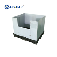 Boîte de rangement robuste en plastique avec couvercle et patins de glisse, pour palettes de rayonnage moulées sous pression et bacs de stockage pliables