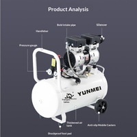 Compresseur d'air silencieux sans huile Yunmei YM750 50L, mini gonfleur haute pression, moteur électrique, pour travaux de peinture
