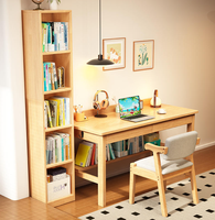 Bureau d'étude en bois massif avec étagère et tiroirs, table d'ordinateur pour bureau à domicile, vente en gros pour chambre et appartement