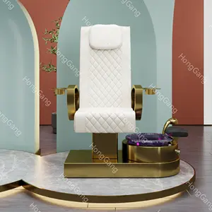 Luxus Fuß massage goldene Maniküre mit 4 Sätzen Massage Pediküre Stühle anpassbares Logo für Beauty-Shop