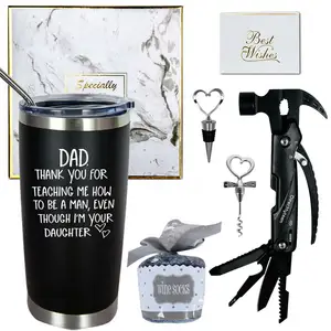 Zogift Set hadiah Hari Ayah sublimasi mobil 20Oz, Mug termos kopi termal baja tahan karat hadiah ulang tahun