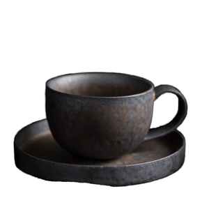 Tasses de voyage en céramique japonaise, tasse à café rétro, tasse à latte vintage, cadeaux d'affaires, noir - Product Image 1