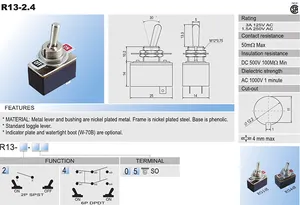 Interruttore a testa di movimento SCI 3A 125V /1.5A 250V AC ON/OFF 2 posizioni SPST interruttori a levetta